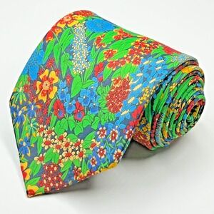 Otaa Australia 100% Cotton Hand-Made XL Necktie Bold Vibrant Colorful Floral 61"